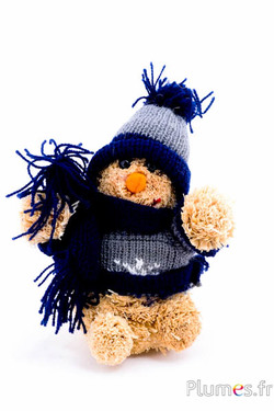 Bonhomme de neige en paille - 10 x 18 cm - gris